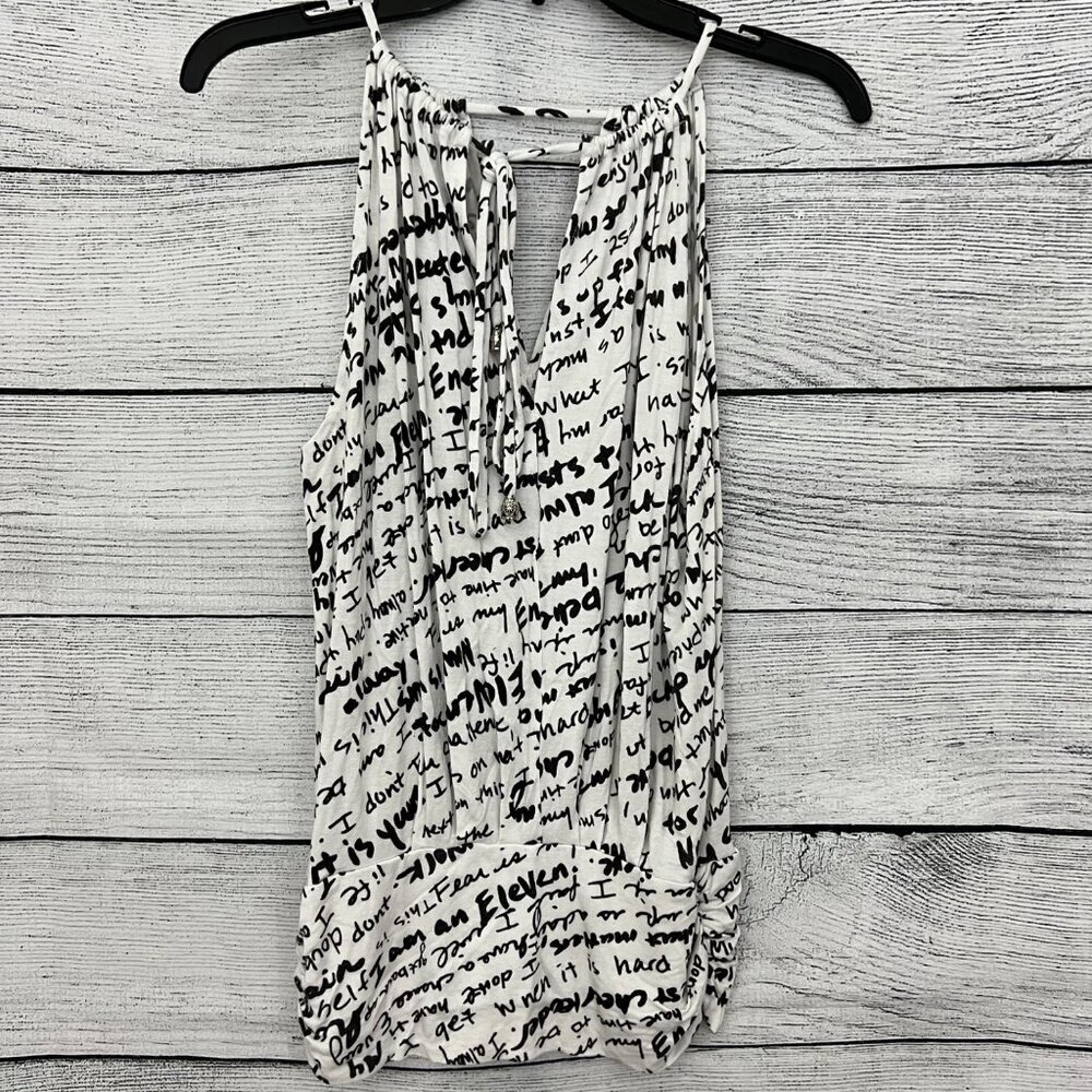 Julian Chang Text Print Sleeveless Keyhole Tank Top Size M